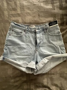 Abercrombie Dad Short Womens 31 High Rise Curve Love Distressed Denim Shorts 12 - Picture 1 of 19
