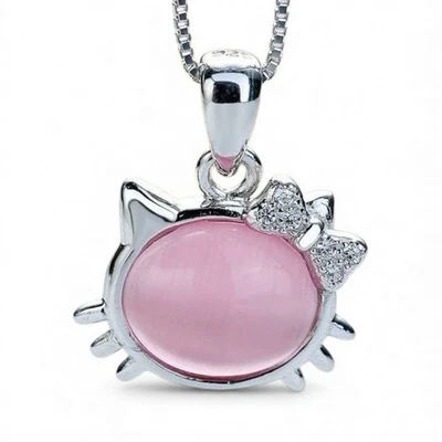 Collar Hello Kitty Anime Sanrio Love Rosa Cristal Gato Colgante. Foto 1 de 4