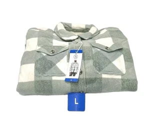 SAGE Women's Plush Shirt Jacket Green Plaid Button Up Size Large. XX - Picture 1 of 3
