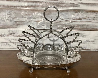Редкая антикварная посеребренная комбинированная стойка для тостов и сливочного блюда конца 19 века c1890 - Изображение 1 из 4