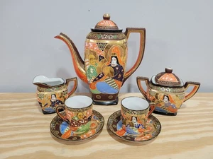 Juego de té japonés Moriage Satsuma estilo geisha pintado a mano para dos - 9 piezas - Imagen 1 de 10