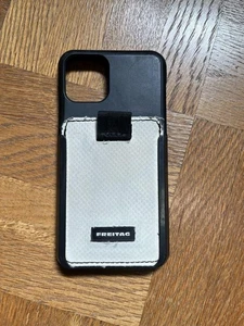Freitag iPhone 11 Pro Hard Case with Card Pocket Black White Plastic Nylon - Picture 1 of 7