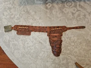 Vintage Roy Rogers embellished Leather gun belt and holster with belt buckle - Picture 1 of 13