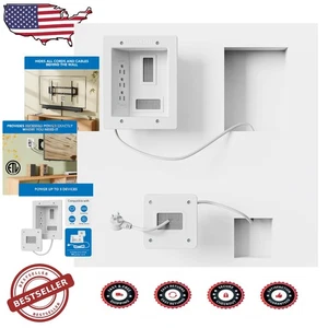 In-Wall TV Cable Concealer Kit Recessed Power Triple Outlet 9ft Cord - Picture 1 of 11