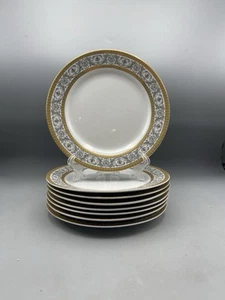 Royal Scotland Vintage Salad Plates Silver And Gold Encrusted Set Of 8 - Picture 1 of 5