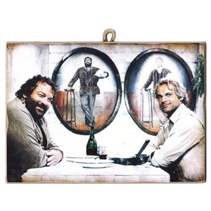 KUSTOM ART Quadretto Stile Vintage Bud Spencer e Terence Hill. 25 x 18 cm. - Imagen 1 de 2
