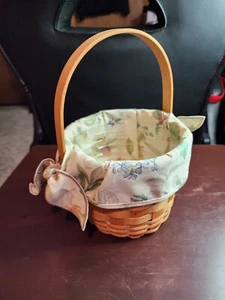 Longaberger (2000) Rundkorb mit Griff und Einlage hat Beschädigungen - Bild 1 von 10