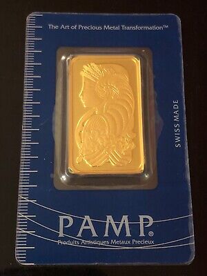 1 Troy Ounce Oz Pure Gold Pamp Suisse Bar Lady Fortuna .9999 Fine Sealed Assay • 1831.24€