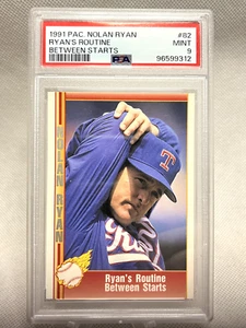 1991 PACIFIC NOLAN RYAN #82 RYAN'S ROUTINE BETWEEN STARTS PSA 9 Rangers - Picture 1 of 2