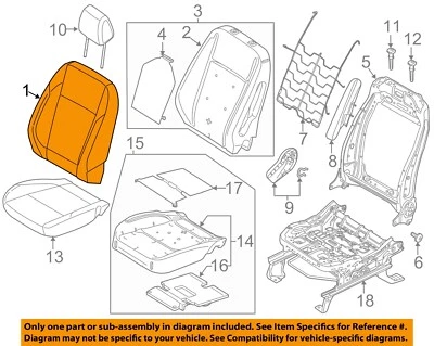 Componentes de asiento de pasajero Ford OEM 15-16 C-Max - Cubierta trasera de asiento FJ5Z7864416CB Foto 1 de 2