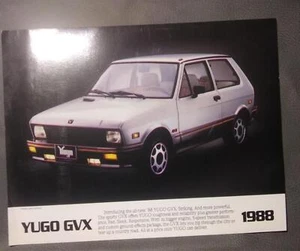 Vintage 1988 Yugo GVX 1 page Car Sales Leaflet Brochure Sheet CB10 - Picture 1 of 2