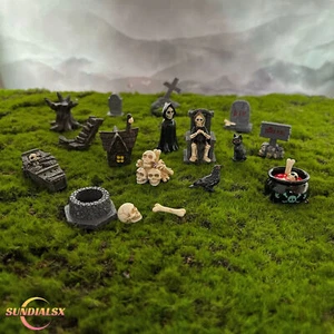 Simulation Miniature Mini Skeleton Bones Crow Coffin Tombstone Scene Props Model - Picture 1 of 36