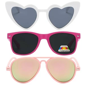 OWL Kid's Assorted 3 Pack Sunglasses – Three Cute Heart, Retro, & Aviator Styles - Picture 1 of 135