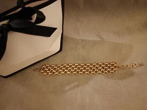 Bold Elements goldfarbenes breites Gliederarmband 8,5 Zoll - Bild 1 von 5