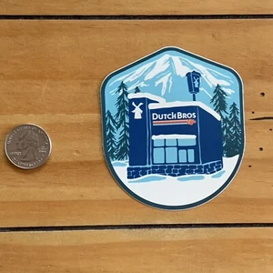 Dutch Bros Coffee 2022 Ständer Antrieb durch Aufkleber Winter Schnee Windmühle - Bild 1 von 2