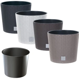 Vaso da fiori effetto rattan fioriera ceppo conico 4 misure 4 colori fioriera rotonda - Foto 1 di 31