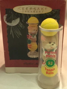 1993 Hallmark Keepsake Handcrafted Ornament "PERFECT MATCH" Tennis Balls Mouse - Picture 1 of 3
