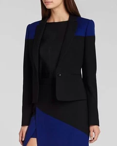 Bcbgmaxazria Women’s Oscar Color-Block Black/Royal Blue Blazer Jacket Sz L - Picture 1 of 8