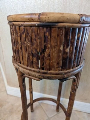 Maceta de ratán de caña de bambú tigre de colección soporte para plantas Foto 1 de 4