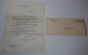 James Forrestal SIGNED 1945 Secretary of the Navy World War II Letter & Envelope - Picture 1 of 7