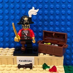 Lego CMF Serie 8 Piratenkapitän Sammlerstück Minifigur + Schatztruhe + Extra - Bild 1 von 8