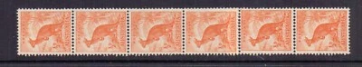AUSTRALIA 1942 ½d ORANGE COIL STRIP OF 6 SG179b MH/MNH CAT £69 - Image 1 of 2