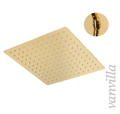 vanvilla Duschkopf Gold poliert gebürstet Regendusche Duscharm Handbrause Halter - Bild 1 von 4