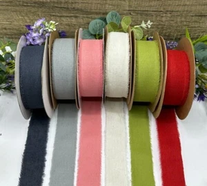 1.5" frayed edge ribbon natural cotton linen trim rustic wedding vintage bow  - Picture 1 of 9