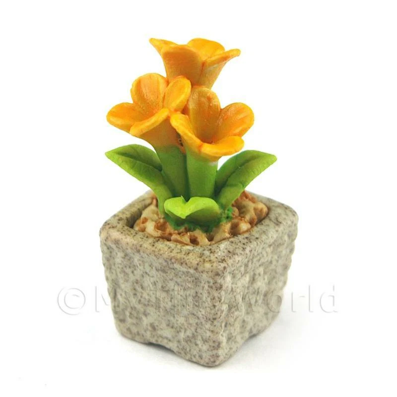 Miniatura Fatto a Mano Giallo Scuro Fiori IN Ceramica - Immagine 1 di 1