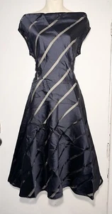 TIFFANY TRELOAR Navy Sheer Stripe Midi Maxi Evening Dress Size 1 (8) #35270 - Picture 1 of 11