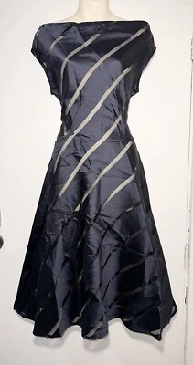 TIFFANY TRELOAR Navy Sheer Stripe Midi Maxi Evening Dress Size 1 (8) #35270 - image 1 of 4