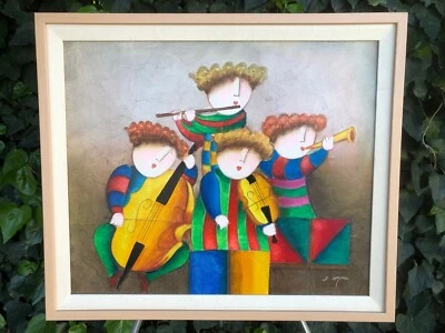 JOYCE ROYBAL Original MODERN ABSTRACT Muscians The Quartet Oil & Canvas Painting - Image 1 of 4