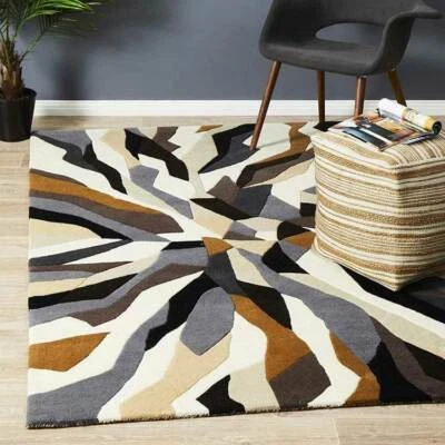 Calais Modern Abstract Hand-Tufted 100% Wool Soft Area Rug Carpet - Image 1 of 4