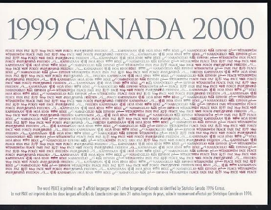 Canada 1999 Millennium unused prepaid Postal Card sc#UX125 (Dove #1813) - Image 1 of 1