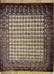Rugstc 4x6 Caucasian Design White Area Rug, Hand-Knotted,Geometric with Wool - Picture 1 of 5