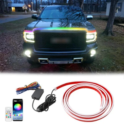 For GMC Sierra 1500 2500 95" RGB LED Car Hood Light Strip Turn Signal DRL w/ APP - Image 1 of 4