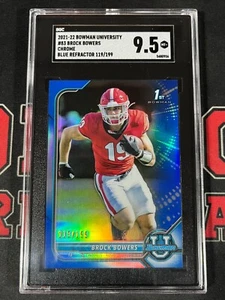 2021 BROCK BOWERS /199 1ST BLUE SGC 9.5 RC GEORGIA ROOKIE BOWMAN U RAIDERS CCB - Picture 1 of 2