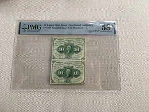 10 Cent First Issue Fractional Currency Strip PMG 58 Choice AU.EPQ!! Fr1242 - Picture 1 of 2