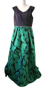 IGNITE EVENING formelles Ballkleid Perlen voller Rock schwarz smaragdgrün Blumenmuster 14 - Bild 1 von 13