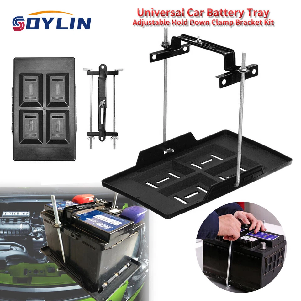 Car Storage Battery Holder Hold Down Tray Adjustable Bracket 27cm Screw Rod ABS - Изображение 1 из 4