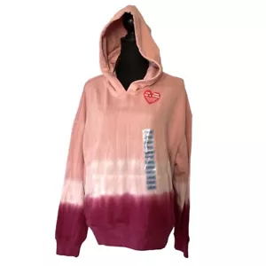 New WILDFOX Olivia Pink To Red Tie Dye Pullover Crop Hoodie Women’s L - Picture 1 of 8