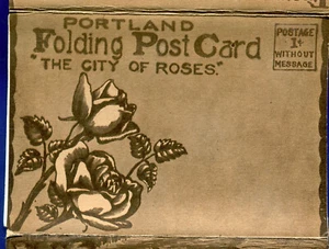 Portland Oregon Mt Hood at night Union Depot Brown Covers postcard folder PF640 - Picture 1 of 4