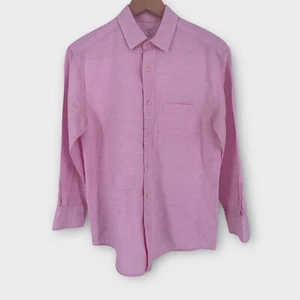 J. Crew Crewcuts $55 Kids' Button Down Linen Cotton Blend Shirt Pink Long Sleeve - Picture 1 of 13