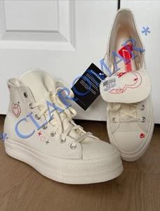 NEW ❤️ Converse Made With Love Valentines Heart White Hi Top Women Shoes Sz 8 - Picture 1 of 15