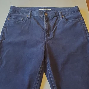 Land's End Courduroy Trousers Straight Blue Womens UK 16 Mid Rise Excellent - Picture 1 of 24