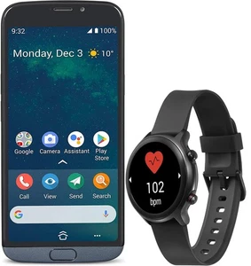 Doro 8050 Smartphone + Doro Watch - Black - Unlocked - for Seniors - Brand New - Picture 1 of 14