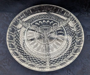 Vintage Servierplatte Kristall aus Annahütte rund, Durchm. ca. 20 cm,  3 Fächer - Bild 1 von 6