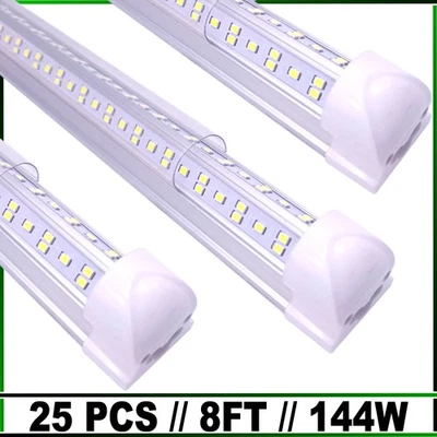 Paquete de 25 luces LED de tubo de 8 pies 144 W LED para tienda garaje almacén Foto 1 de 4
