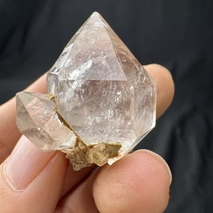 3.2cm/15grams Raw Sparkling Twin Bi-terminated Tibetan Diamond Quartz Crystal#53 - Picture 1 of 7