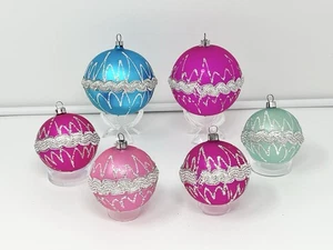 Vintage Konvolut 6 Vintage Spitzenborte Mid Century Glas Ornamente West Germany - Bild 1 von 22